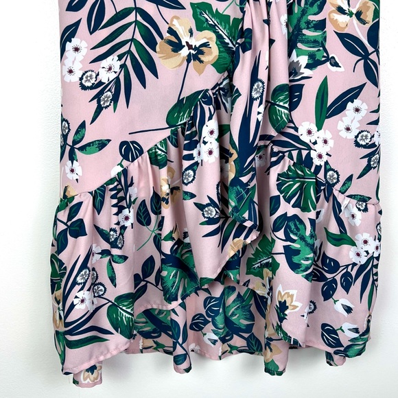 Lulu’s Island State of Mind Blush Tropical Print Ruffled Midi Skirt - Picture 5 of 13